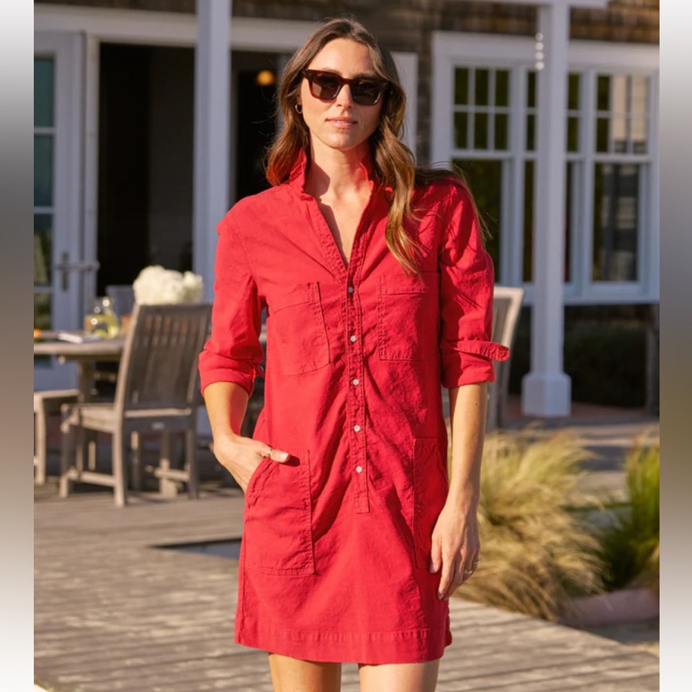 Frank & Eileen Southern Ireland Linen Blend Utility Mini Dress Red Size XS - Picture 4 of 16